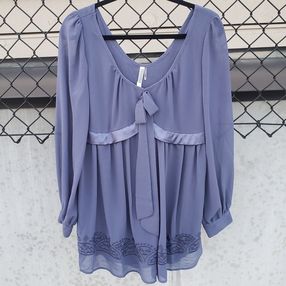 Boutique blue longsleeve babydoll tunic dress top